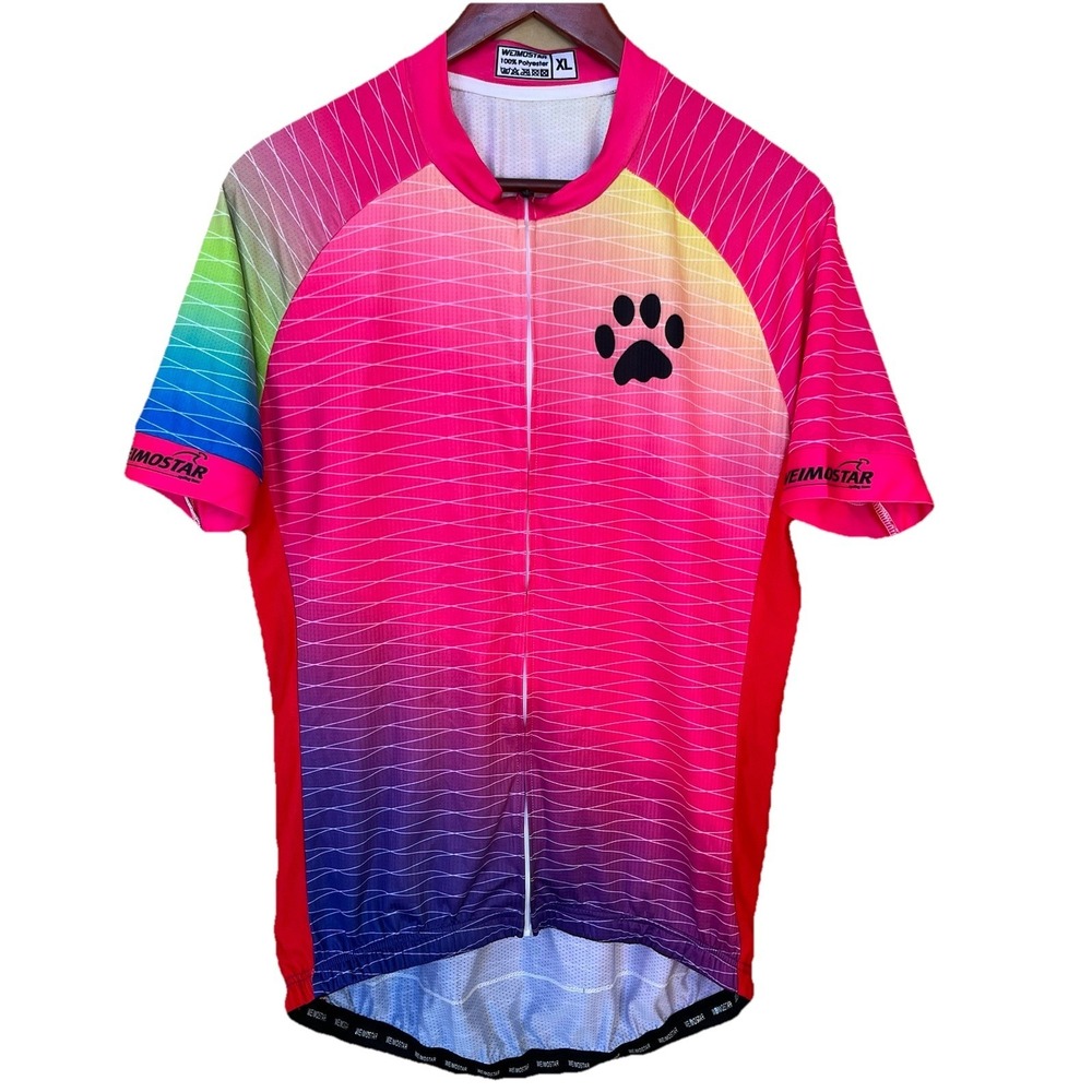 Weimostar Cycling Jersey Womens XL Colorful Full Zip Short Sleeve Pockets Bike